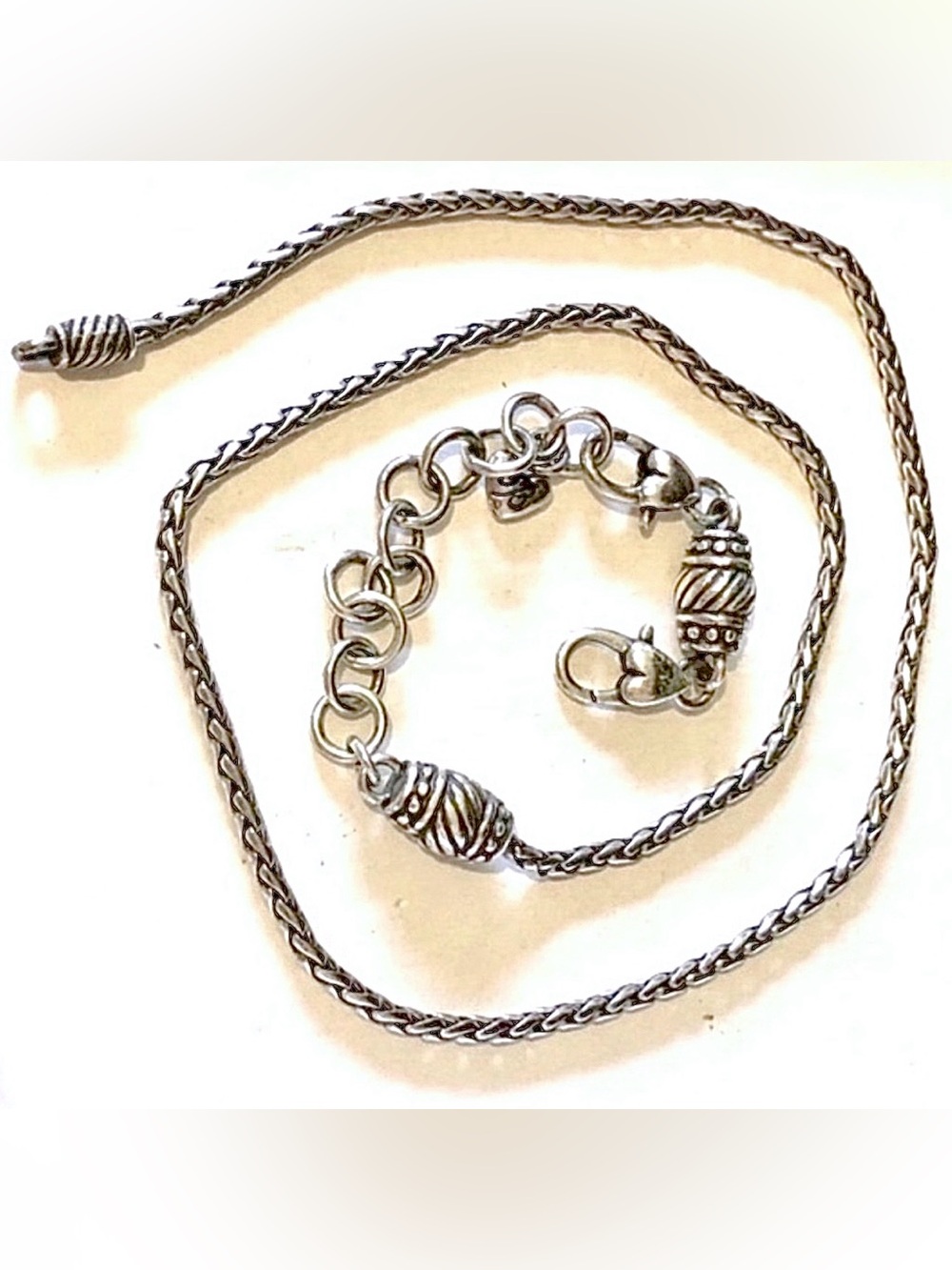 🆕Listing! Brighton Classic Short Necklace Silver Holds beads & charms Barrel